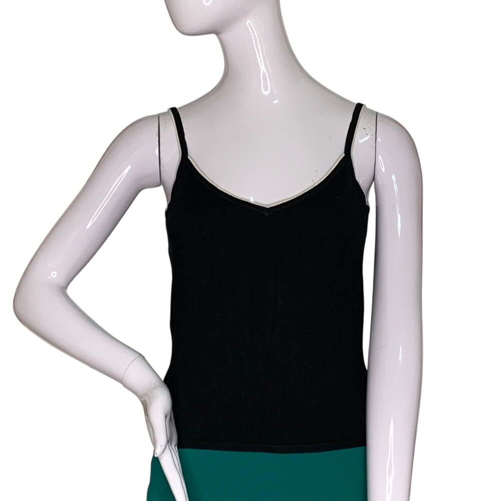Ann Taylor Soft Stretch Cami Sleeves Black with Cream Trim Size S